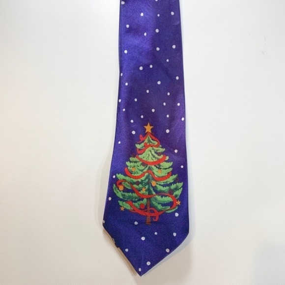 Tie | Christmas Tree Blue Tie Holiday Party Xmas - Picture 5 of 8